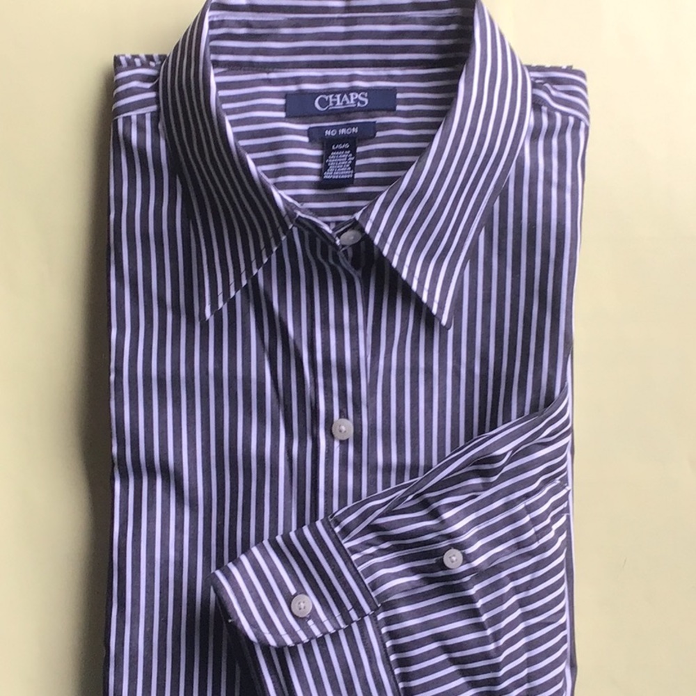 CHAPS women‘s shirt/ blouse GRAY/ WHITE (L) NWOT